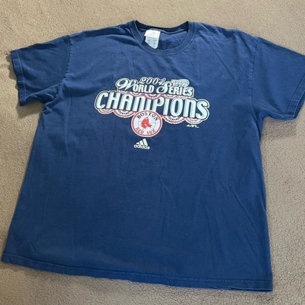 VINTAGE ADIDAS 2004 BOSTON RED SOX WORLD SERIES CHAMPIONS XL T-SHIRT *RARE*